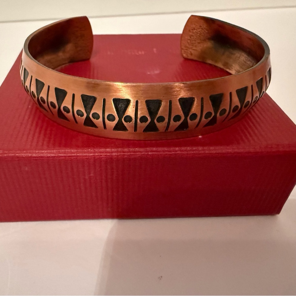 Bracelet Cuff Solid Copper Bow Tie Design - image 3